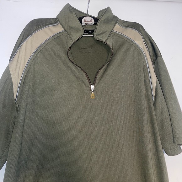 Trium Sport 100% nylon (L) quarter zip short sleeve olive green - Picture 5 of 6